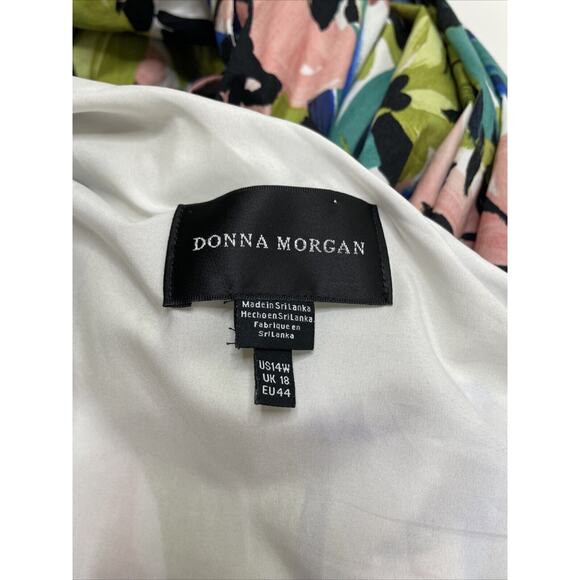 Donna Morgan Women's Cotton Floral Ruffle One Shoulder Midi Dress 14W Artsy Bold - Picture 10 of 14